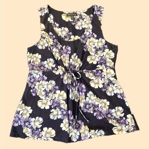 Tommy Bahama women's sleeveless babydoll top floral‎ XL purple resort vacation